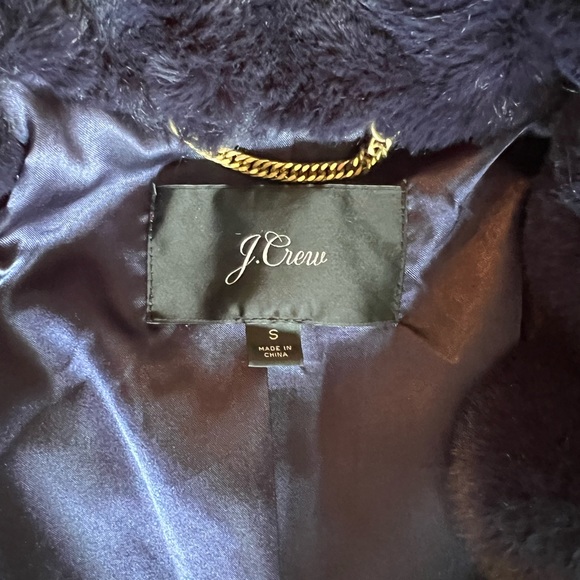 HOST PICK 💙 J Crew Navy Blue Boho Glam Cozy Faux Fur Teddy Coat NWOT - Picture 5 of 10